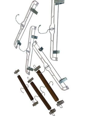 Lot of 7 Pant Hangers 3 wooden 4 plastic